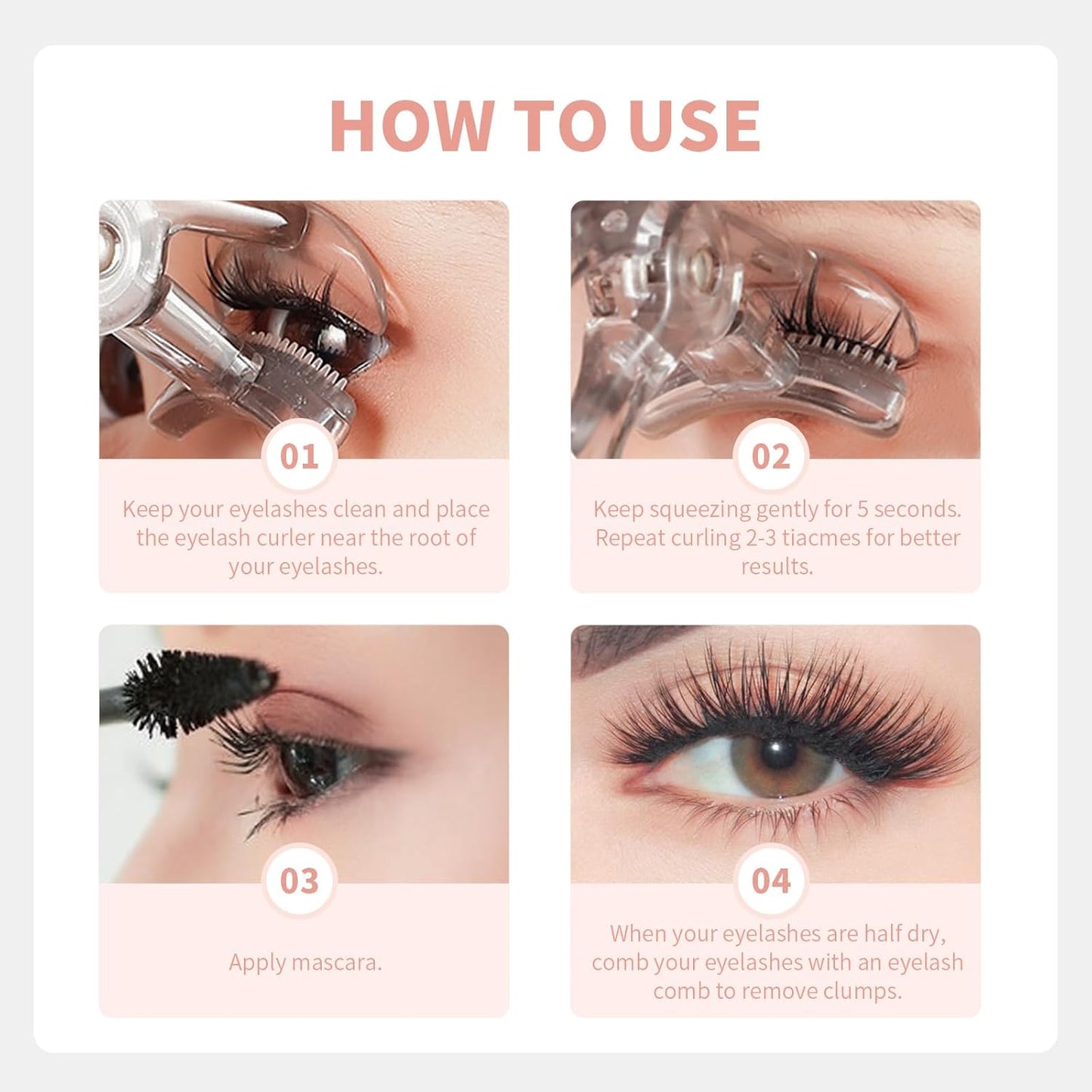 docolor Eyelash Curler with Eyelash Comb, Lash Curler with Silicone Refill Pads Suitable for all eye shapes Curl up to one day Easy to operate No Pinching or Pulling eyelash Eye Makeup Tool-FemmiqueWomen