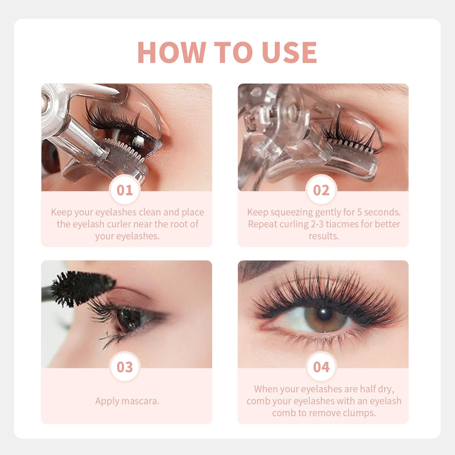 docolor Eyelash Curler with Eyelash Comb, Lash Curler with Silicone Refill Pads Suitable for all eye shapes Curl up to one day Easy to operate No Pinching or Pulling eyelash Eye Makeup Tool-FemmiqueWomen