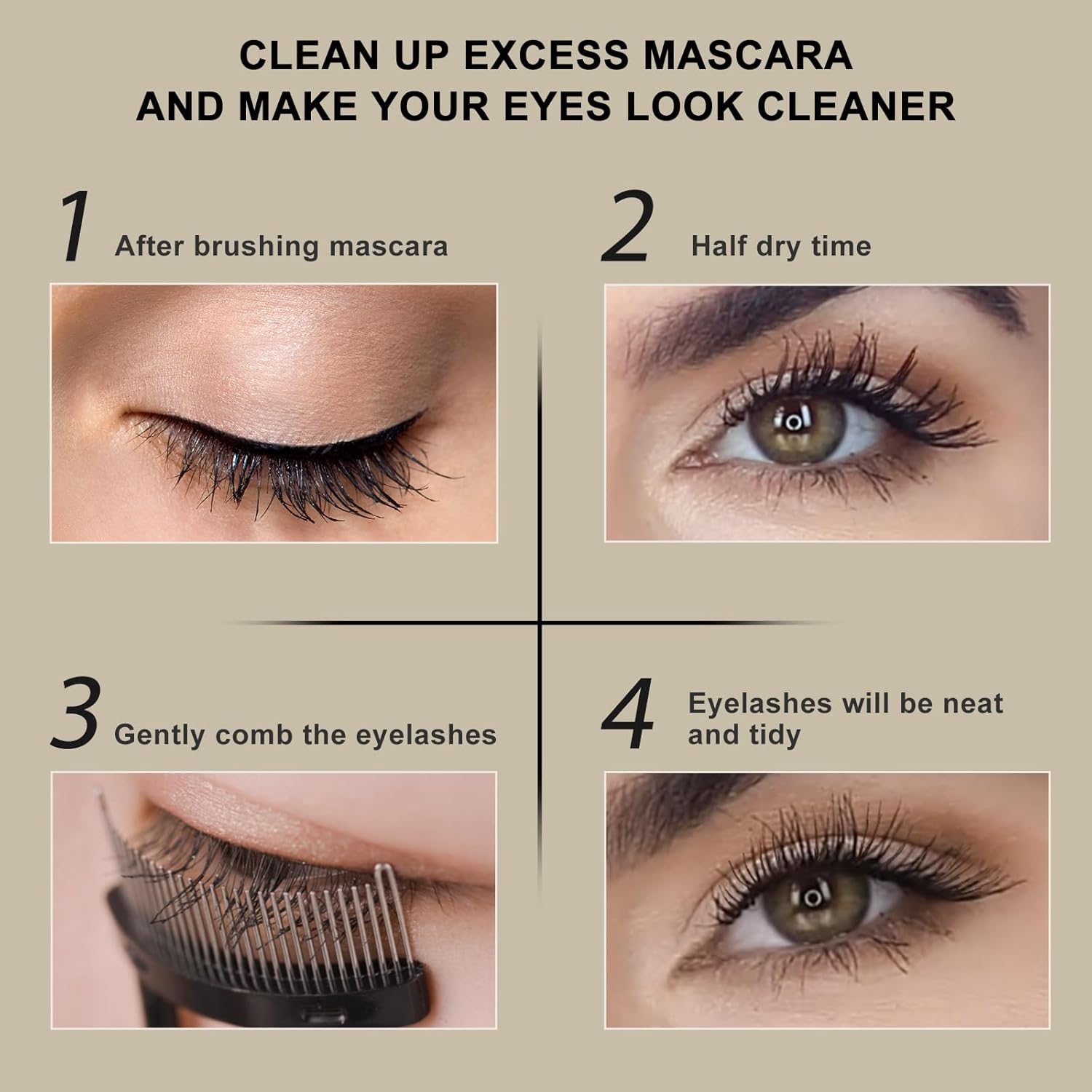 Docolor Eyelash Comb Eyelash Separator Tool Mascara Applicator Eyelash Brush Lash Separator Tool Comb Arc Designed Cosmetic Brushes Tool, with Comb Cover (Black)-FemmiqueWomen