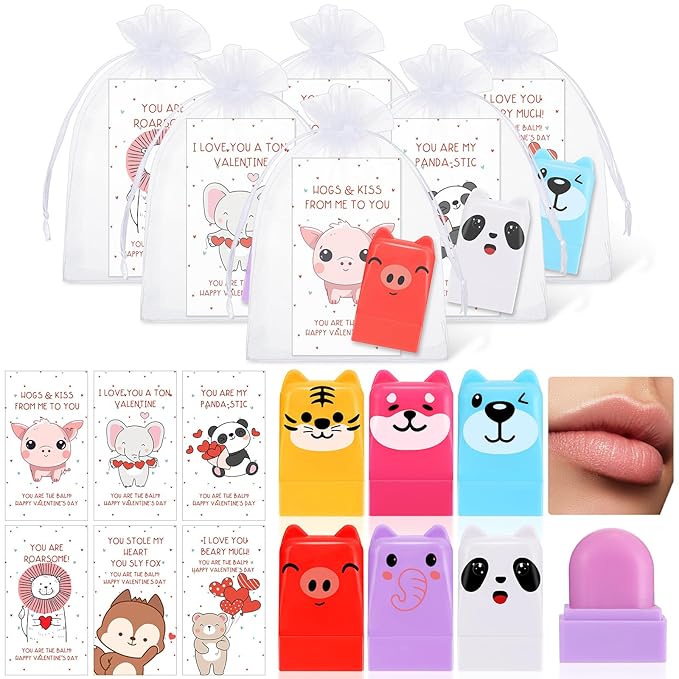 30 Sets Wild Animal Birthday Lip Balm Gifts Bulk Baby Shower Prizes Gift Girl Birthday Lip Balm Jungle Animal Party Favors for Preschool Toddler Boy Girl Classroom Prizes Classroom Prizes-FemmiqueWomen