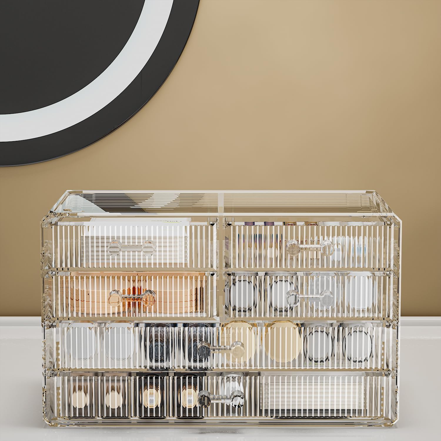 ZHIAI Stackable Storage Drawers, Acrylic Bathroom Counter Organizer Clear Makeup Organizers for Vanity, Kitchen Cabinets, Bathroom, Undersink, Home Organization and Storage (6 Drawers, Pattern F)-FemmiqueWomen