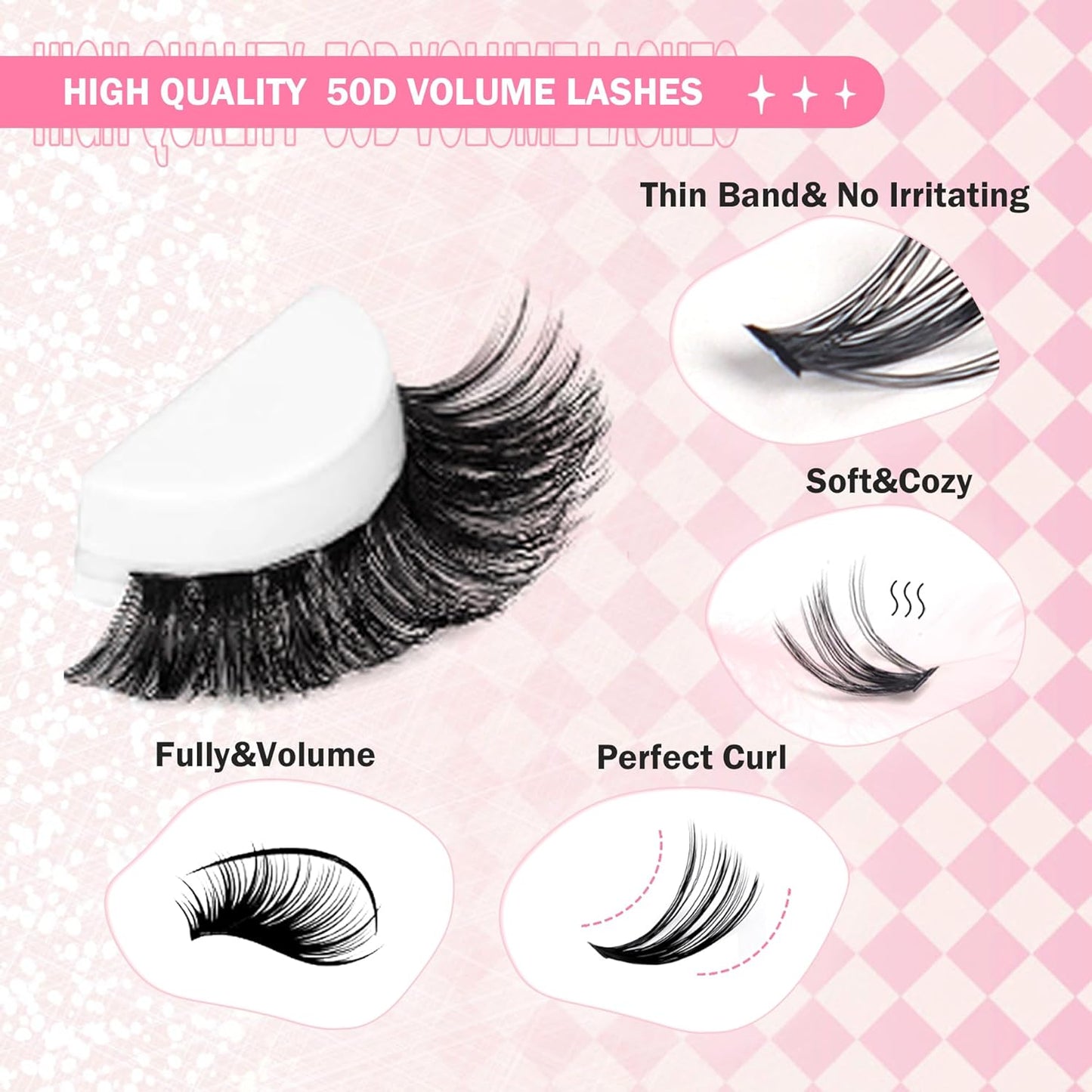 GAQQI Lash Clusters 320Pcs Individual Lashes 50D Mixed 9-16mm Eyelash Clusters C Curl Lash Clusters Look Like Mink Eyelash Extensions Thin Band Soft to Use Self Application(50D-CMIX）-FemmiqueWomen