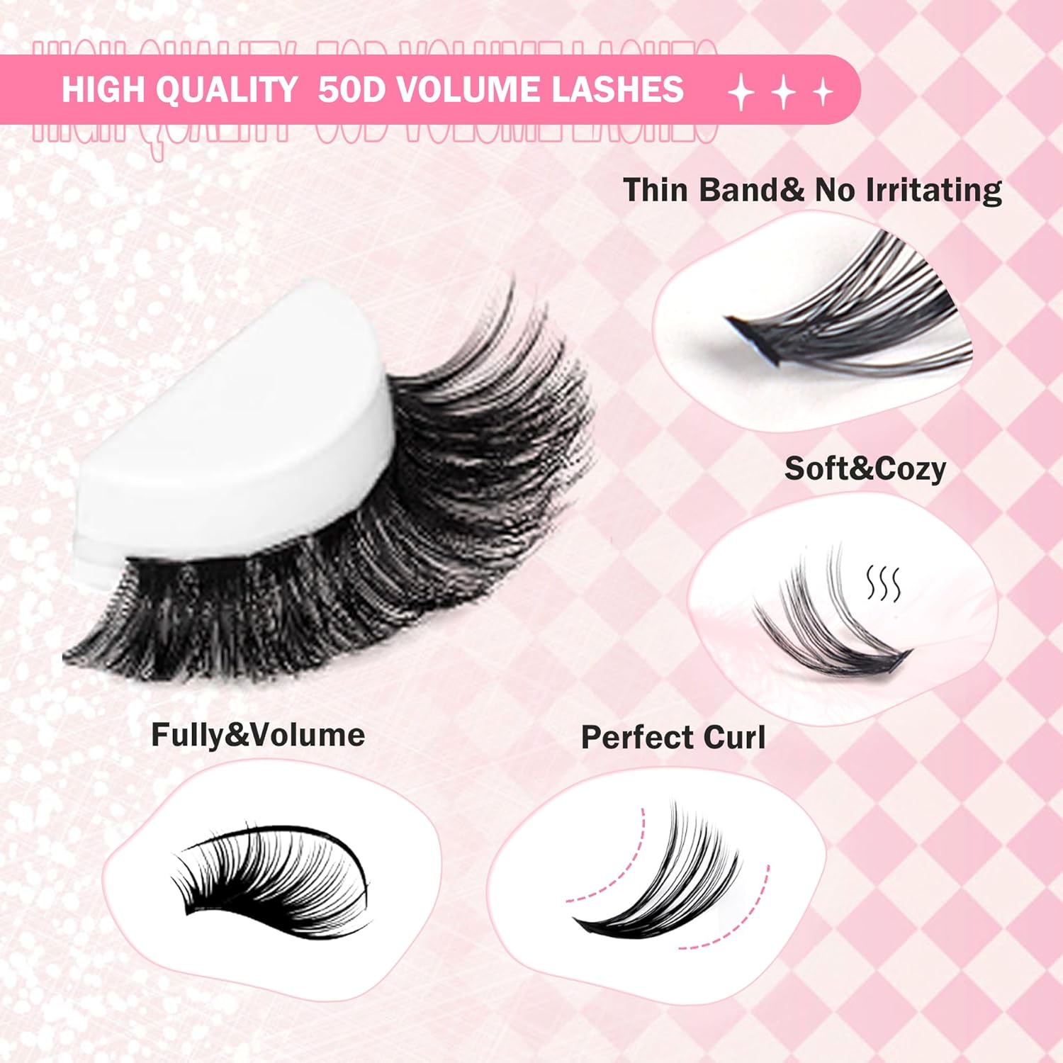 GAQQI Lash Clusters 320Pcs Individual Lashes 50D Mixed 9-16mm Eyelash Clusters C Curl Lash Clusters Look Like Mink Eyelash Extensions Thin Band Soft to Use Self Application(50D-CMIX）-FemmiqueWomen