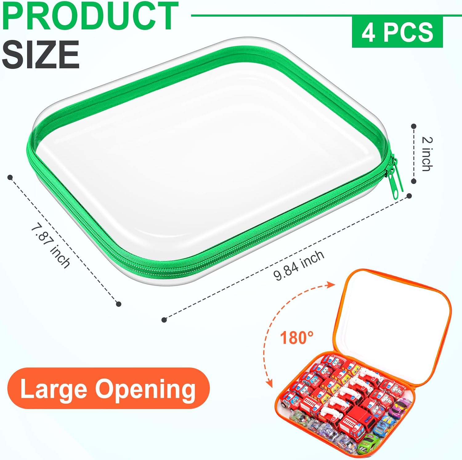 Hoolerry 4 Pcs Hard Clear Zipper Case Makeup Bags Plastic Pencil Pouch Transparent Storage Box Containers for Cosmetics, Snacks, Building Blocks, Puzzles(Fluorescent,9.8 x 7.9 x 2 in)-FemmiqueWomen