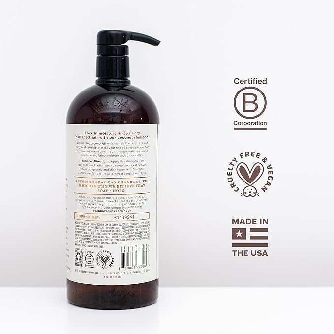 Soapbox Coconut Oil Shampoo, Harsh Sulfate Free, Paraben Free, Silicone Free, Color Safe, and Vegan Hair Shampoo (33.8 Ounces)-FemmiqueWomen