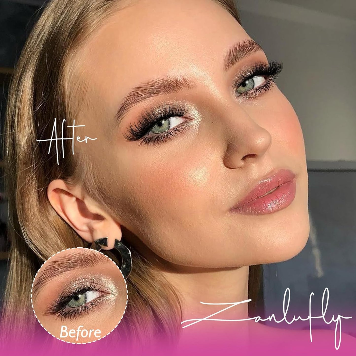 Self Adhesive Eyelashes Natural Self Adhesive Lash Clusters Pre-glued Eyelashes Clusters C-Curly No Glue Lashes Wispy Cluster Lashes 10-16MM DIY Individual Lashes by zanlufly-FemmiqueWomen