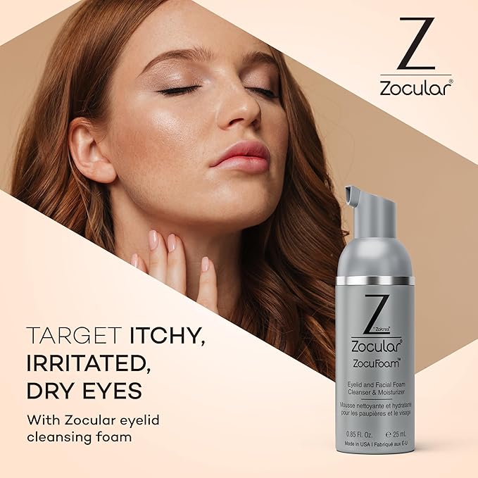 ZocuFoam Eyelid Cleanser - Foaming Eyelid Scrub - Natural pH Balanced Solution - 25mL-FemmiqueWomen