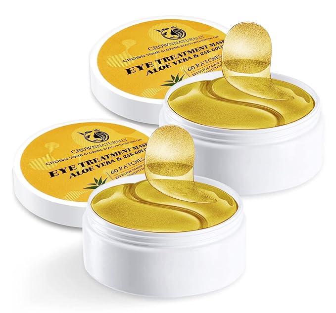 120PCS Under Eye Patches 24K Gold Eye Mask with Aloe Vera Natural Ingredients, Moisturizing Skin Care with Hyaluronic Acid and Collagen for Anti-Wrinkle, for Dark Circles and Puffiness-FemmiqueWomen