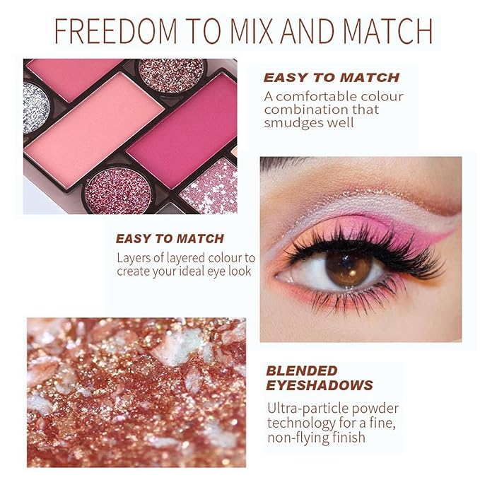 12 Colors Mini Glitter Eyeshadow Makeup Palette, Sexy Purple Shimmer Blush Highly Pigmented, Waterproof&Long Lasting paletas de sombras para de ojos, Quick Create a Flawless Look (03)-FemmiqueWomen