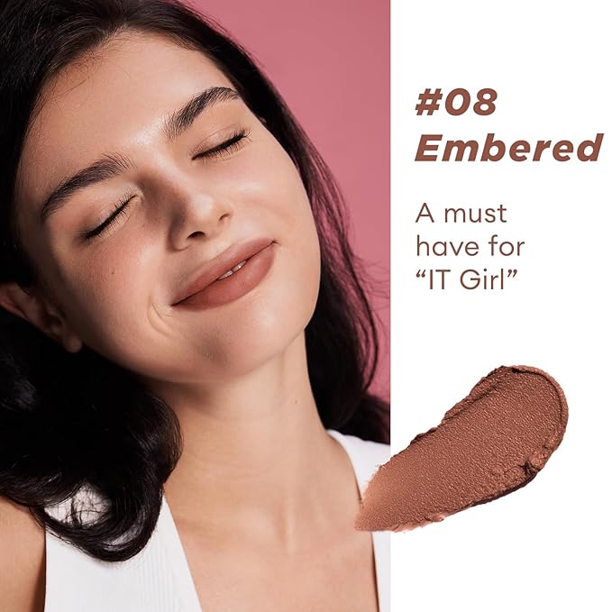 ITY Velvet Matte Finish Lip Stain-Mousse Textured Lip Clay, Red Shade, Conceals Lip Lines, Rich Pigment Lip Tint Lipsticks, 0.14 oz (4g) in Ginger, Embered.-FemmiqueWomen