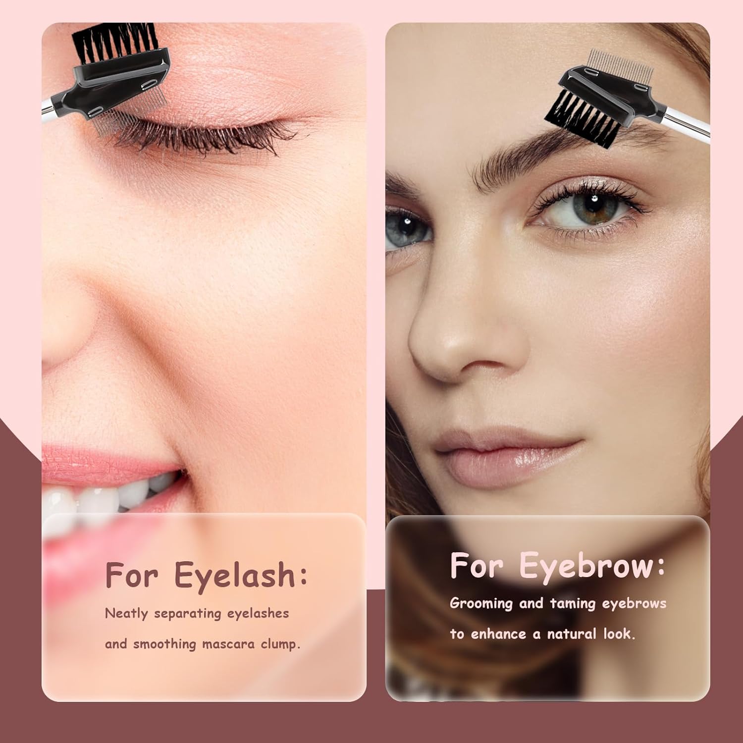 Metal Eyelash Comb Separator Eye Brow Brush Comb Resuable Double-Sided Eyebrow Brush Eye Brow Makeup Brushes Eyes Lash Combs for Eyelashes Extension (Nylon)-FemmiqueWomen