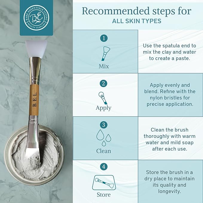 Bare Essentials Living - Clay Face Mask Brush (1 Pack, Bamboo) Dual Soft Silicone Face Mask Applicator Brush Tool, Great Facial Essentials, Moisturizer Applicator & Skincare Brush for Facials-FemmiqueWomen