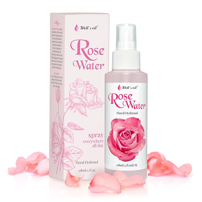 Well's Oil Rosewater Mist Spray (4 Fl oz) – Hydrates, Soothes & Refreshes | 100% Natural | No Chemical | For All Skin and Hair Types-FemmiqueWomen
