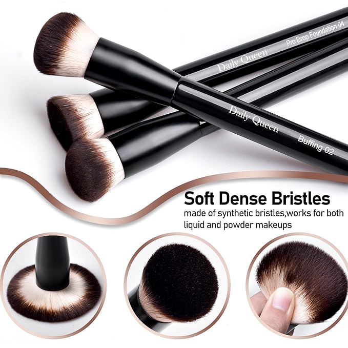 25 pcs Makeup Brush Set Holder Black Professional Kabuki Powder Concealers Eye shadows Blush Eyeliner Eyebrow Contour Eye blending Brushes (25pcs brush with holder)-FemmiqueWomen