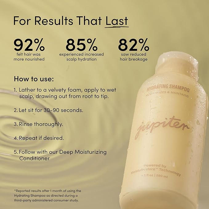 Jupiter Moisturizing Shampoo for Women and Men, Cleanses & Removes Scalp Buildup, Hydrating Shampoo that Strengthens Hair & Nourishes Dry Scalp, Color Safe, Vegan, Sulfate-Free, Paraben-Free-FemmiqueWomen