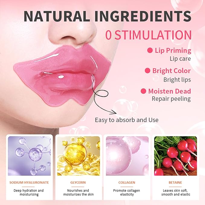 20 Pieces Lip Masks&24K Gold Gel Eye Masks,Crystal Collagen Under Eye Masks,Moisturizing Cherry Lip Patches Skin Care,Reducing Fine Lines & Dark Circle for Puffy Eyes,Birthday for Women-FemmiqueWomen