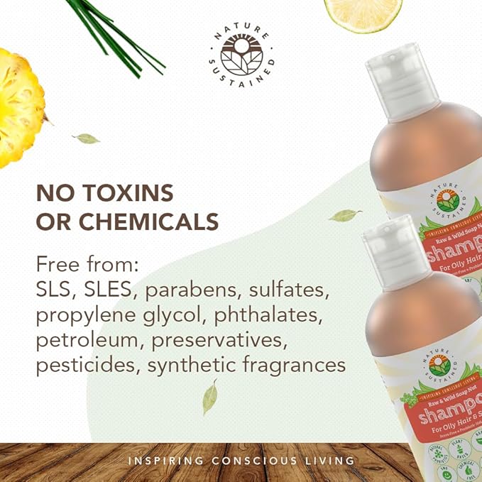 Natural Shampoo for Oily Hair & Scalp - Organic, Raw & Wildcrafted with Probiotics, Hypoallergenic & Sulfate Free Herbal Shampoo for Oil Control, Dandruff, Seborrheic Dermatitis - 9 Oz, Original-FemmiqueWomen