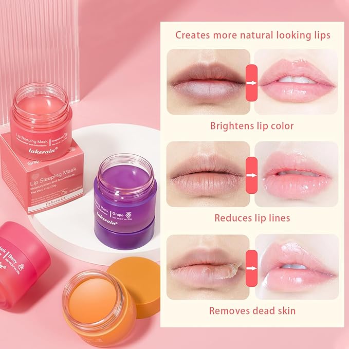 2 Pcs Lip Sleeping Mask, Lip Mask Overnight Hydrate Repair Sleeping Lip Mask, Moisturizing Lip Balm Lip Care Anti Dry Cracked Lip Cream, Lip Scrubs Exfoliator Reduce Lip Lines-FemmiqueWomen