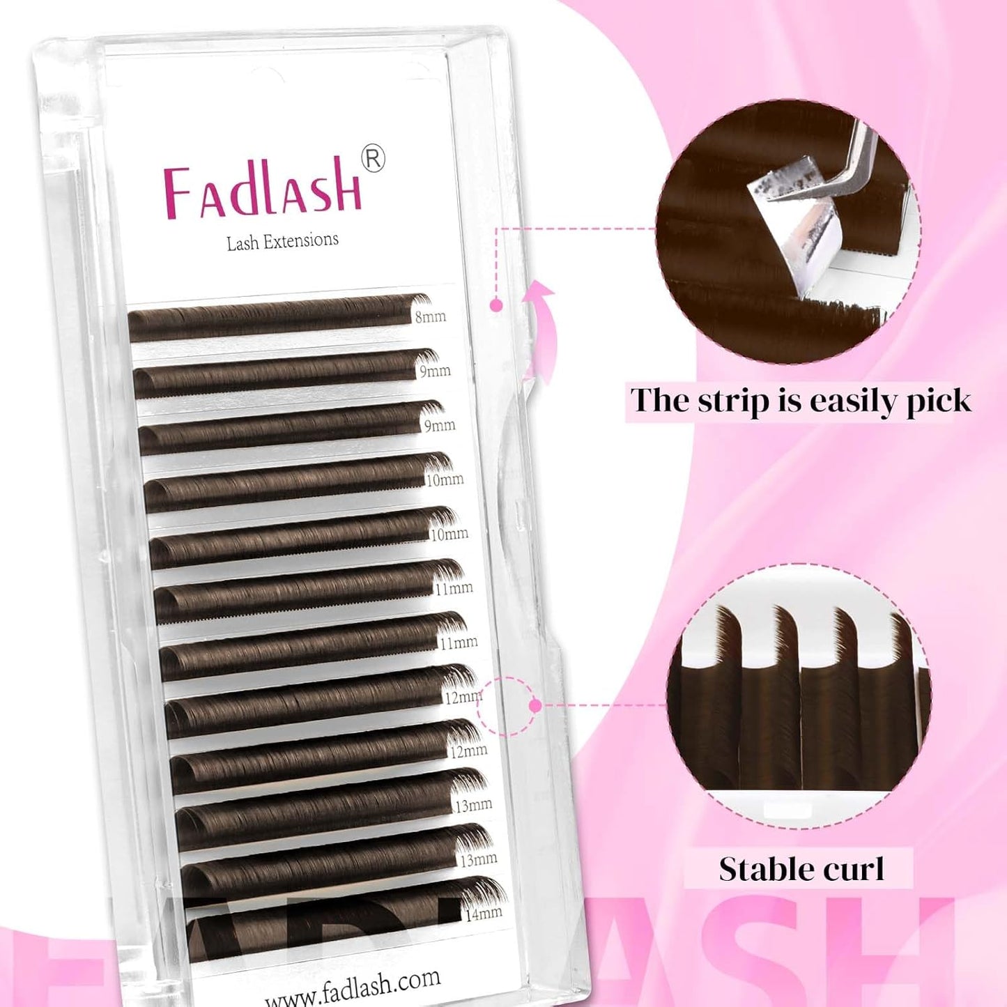 FADLASH Colored Lash Extensions Dark Brown Lash Extension Easy Fan Volume Lashes C/D Curl Volume Eyelash Extensions 0.07 Self Fanning Eyelash Extension Supplies (Dark Brown-0.07D, 8-14mm)-FemmiqueWomen