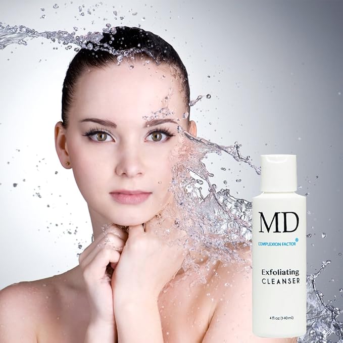 MD Complexion Factor Exfoliating Cleanser (4fl oz) Exfoliating Facial Cleanser with Benzoyl Peroxide - Gentle Face Exfoliator & Cleanser for Deep Pore Cleansing & Removing Acne - Skin-friendly Formula-FemmiqueWomen