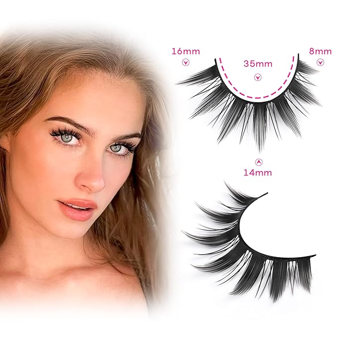 False Eyelashes 10 Pairs Manga Lashes Japanese Style Anime Thick Cosplay Lashes Natural Look 16MM Spiky 8D Wispy Faux Mink Lashes Full Strip Doll Lashes by FANXITON-FemmiqueWomen