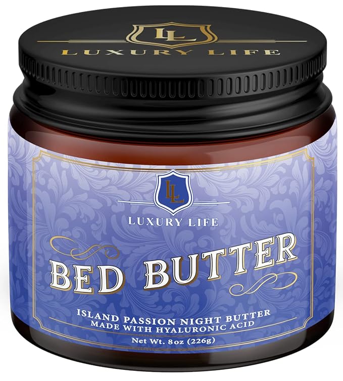 LUXURY LIFE Bed Butter - Irresistibly Fragranced Mood-Enticing Butter Infused with Hyaluronic Acid. Extra Rich Calming Nighttime Moisturizer for Sensual Stimulating Experience (Island Passion, 8 oz)-FemmiqueWomen
