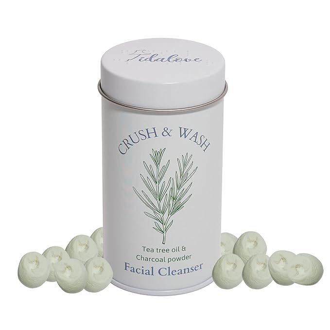 3-in-1 Solid Facial Cleanser, Exfoliator, and Wash-off Mask - Vegan, Cruelty-Free, Plastic-Free, Travel-Friendly, 1 Month Supply (60 Crushable Tablets) in Tin (Purifying Beans in Tin)-FemmiqueWomen