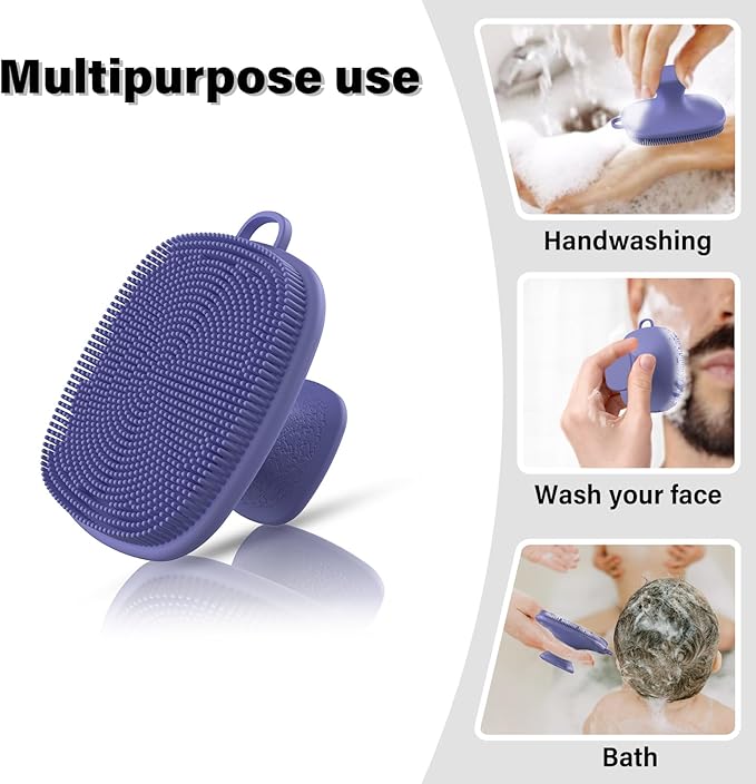 2 Pack Face Scrubber,Silicone Facial Cleansing Brush for Men & Women,Reusable Gentle Facial Waterproof Cleansing Skin Brush Exfoliating Scrubber for Sensitive Skin (Gray+Purple)-FemmiqueWomen