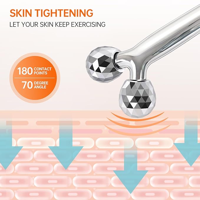 3D Gua Sha Facial Tools Metal Face Roller Stainless Steel Gua Sha Set Cooling Massage Tools for Reduce Puffiness, Firm Skin, Anti-Aging Care - Daily Facial Sculpting Gift for Women-FemmiqueWomen