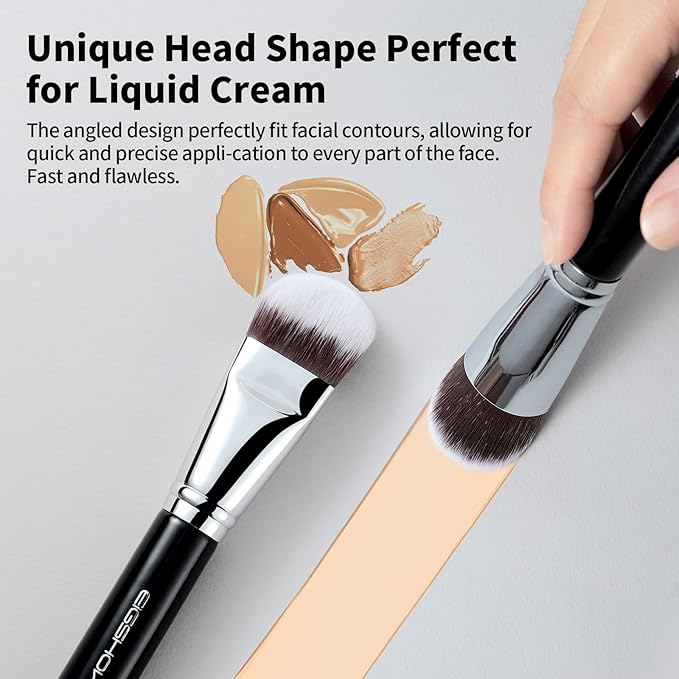 Foundation Brush, EIGSHOW Pro Slanted Brushes Angled Bristles Mask Kabuki Face Brush Perfect for Powder Liquid Cream Buffing Blending (F625)-FemmiqueWomen