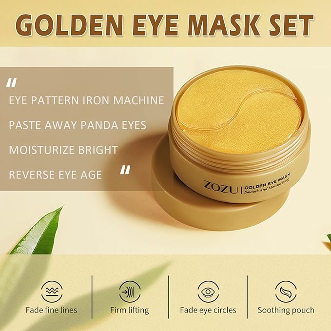 24k Gold Under Eye Patches,60PCS Collagen Eye Masks for Puffy Eyes,Dark Circles,Reduce Wrinkles,Natural Refresh Revitalizing Eye Skin Care Products-FemmiqueWomen