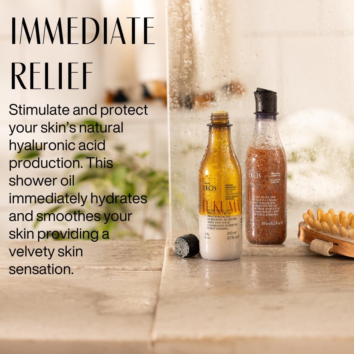 natura - Ekos Tukumã Biphase Shower Oil Refill - Replenishing In-Shower or Bath Body Oil - Anti-Signs of Aging - Skin Moisturizer - Vegan Skin Care - Brazilian Beauty Secrets - 6.7 fl oz (200ml)-FemmiqueWomen