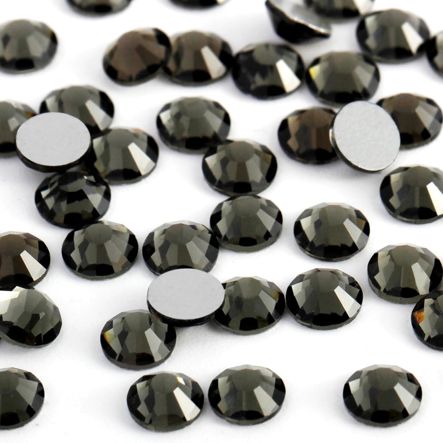 2000PCS SS16 Flatback Rhinestones | 12-Facet Diamond-Cut Glass Gems for Nail Art, Clothing, DIY Crafts |Glue-On Decoration Stones with Silver Backing(Black Diamond)-FemmiqueWomen
