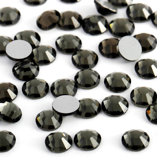 2000PCS SS16 Flatback Rhinestones | 12-Facet Diamond-Cut Glass Gems for Nail Art, Clothing, DIY Crafts |Glue-On Decoration Stones with Silver Backing(Black Diamond)-FemmiqueWomen