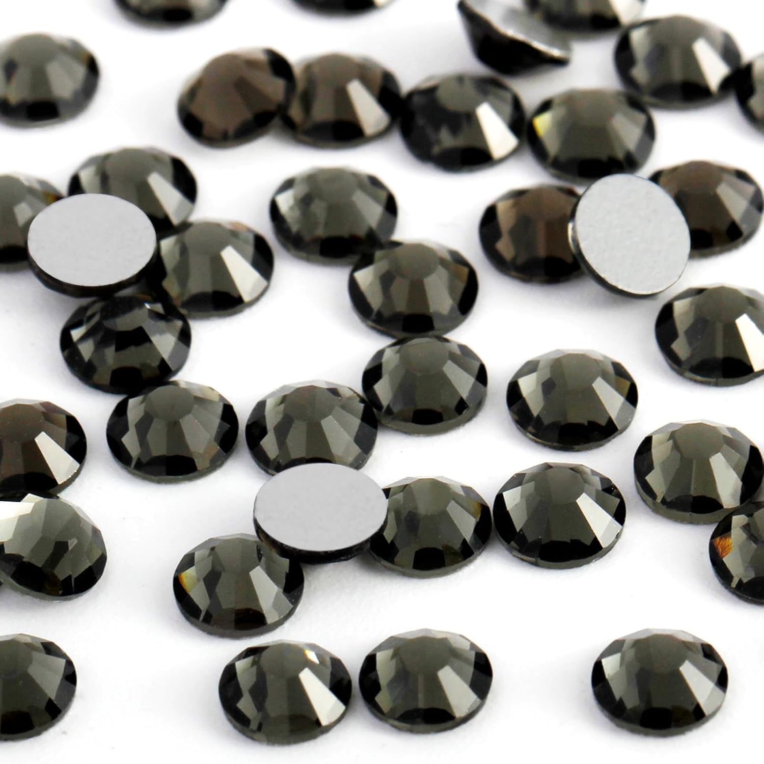 2000PCS SS20 Flatback Rhinestones | 12-Facet Diamond-Cut Glass Gems for Nail Art, Clothing, DIY Crafts |Glue-On Decoration Stones with Silver Backing(Black Diamond)-FemmiqueWomen