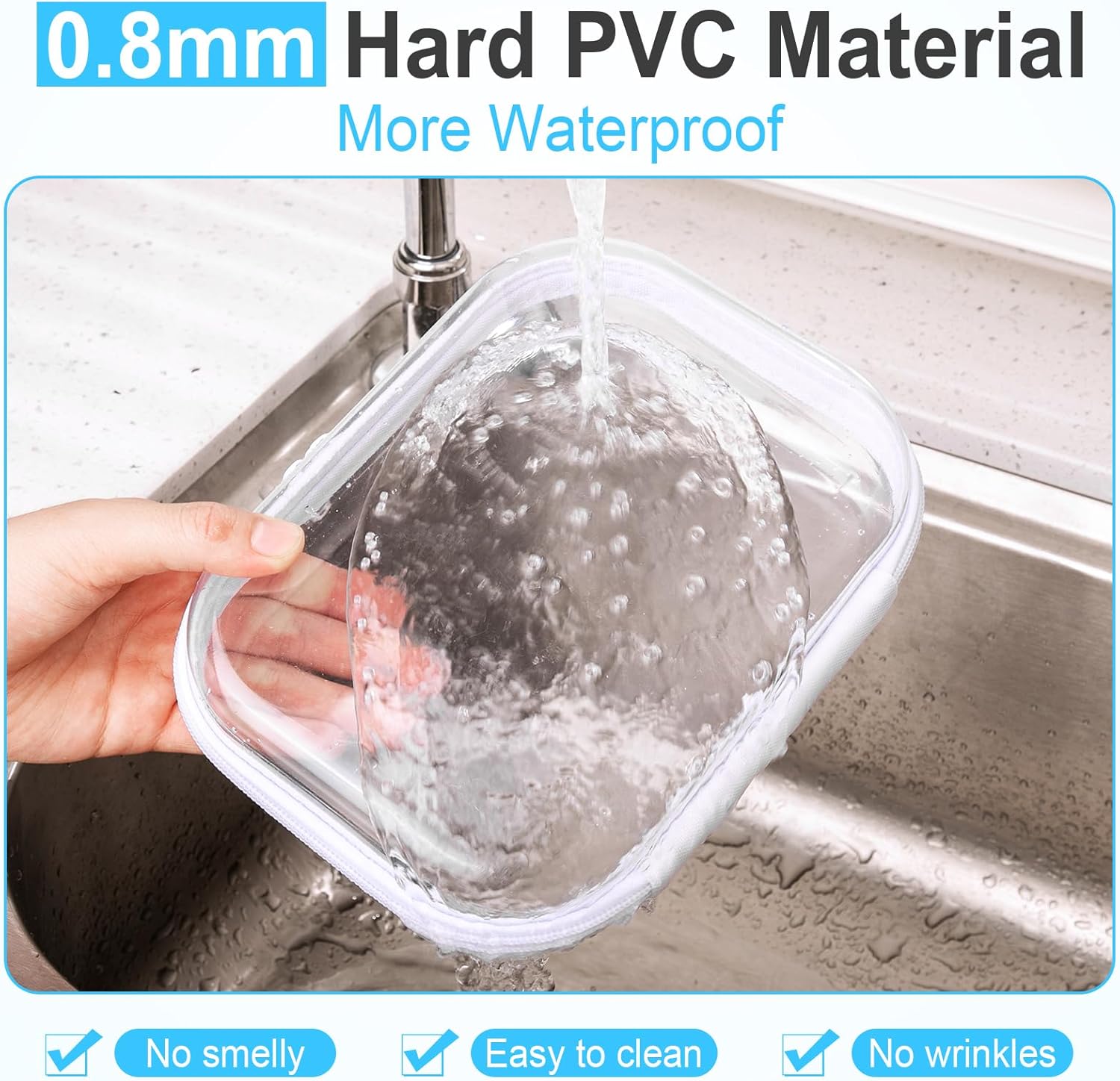 Sanwuta 6 Pcs Clear Hard Zipper Case Pencil Pouches Hard Plastic Zipper Pouches Makeup Bag Transparent Cases for Snacks Plastic Storage Organizer Box for Travel(Assorted Color,7.87 x 5.9 x 2 Inch)-FemmiqueWomen