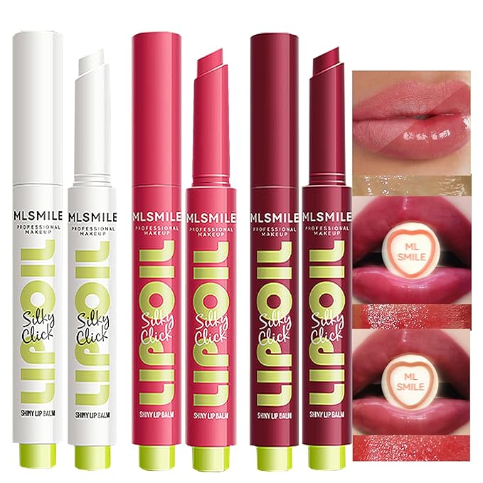 3 Colors Slick Click Lip Balm Set Hydrating Jelly Lipstick Tinted Lip Stain Lip Gloss, Moisturizing, Lightweight, Buildable, Pigmented Vegan Lip Balm, Glossy Lip Makeup for Girls (A)-FemmiqueWomen