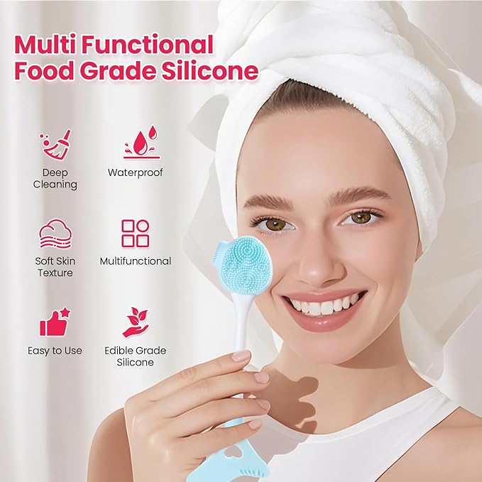 2 Packs Silicone Face Scrubber Exfoliator, Face Mask Brush Applicator, Facial Cleansing Brush, Pore Cleaning Brush, Pore Scrubber for Face-FemmiqueWomen