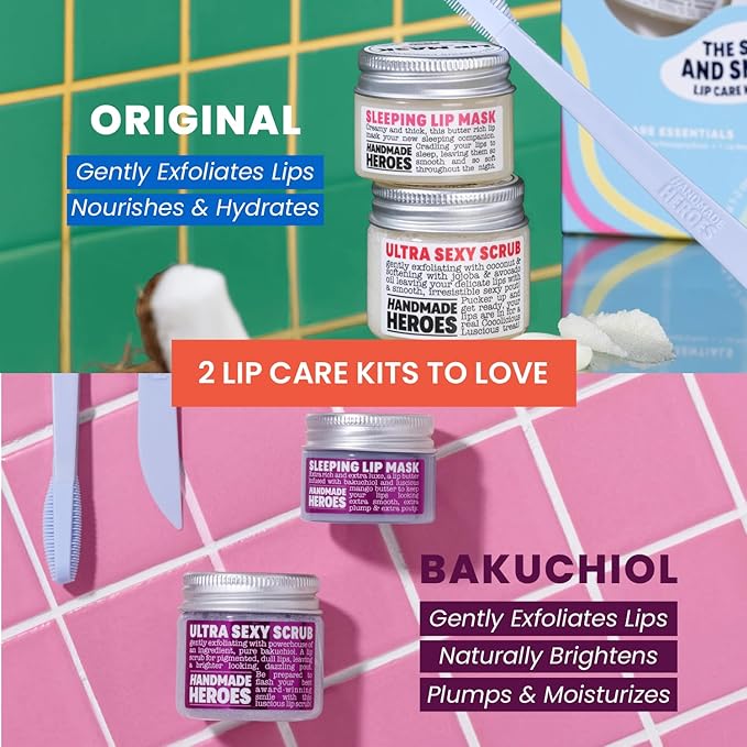 100% Natural Lip Scrub, Vegan Conditioning Coconut Lip Exfoliator - Gentle Exfoliant, Sugar Lip Polish and Lip Exfoliator Scrubber for Chapped and Dry Lips (Bakuchiol 3pc Set)-FemmiqueWomen