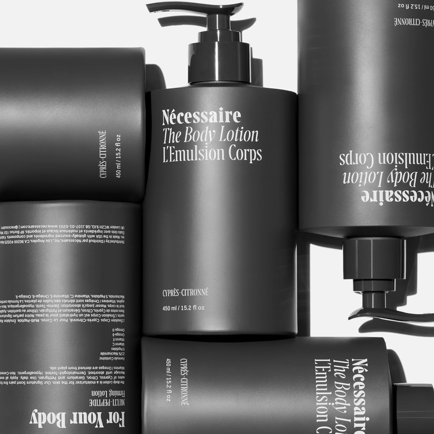 Nécessaire The Body Lotion Cyprès-Citronné – Multi-Peptide Body Moisturizer for Women + Men – Non-Comedogenic Body Lotion with Niacinamide – 450ml/15.2 fl oz-FemmiqueWomen