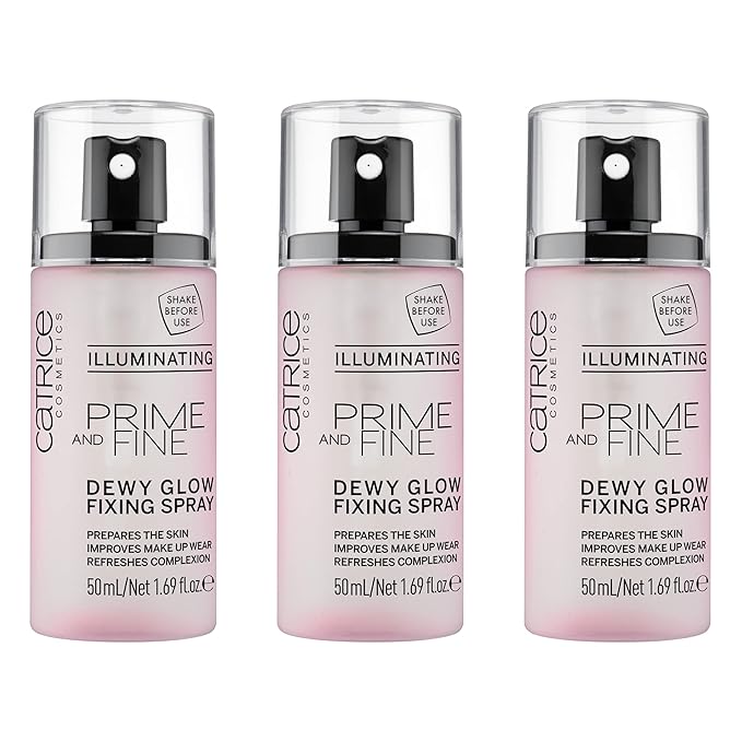 Catrice | Prime & Fine Illuminating Dewy Glow Spray | Transparent and Fast Drying Fixing Spray| Paraben Free & Vegan | Cruelty Free (Pack of 3)-FemmiqueWomen