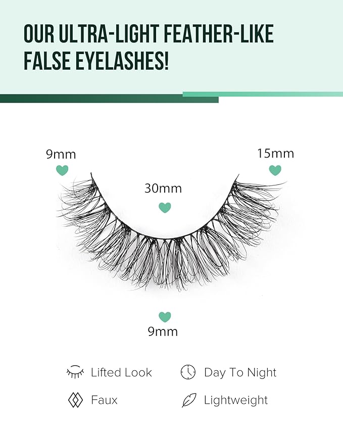 Short Eyelashes Natural Look Wispy Mink Lashes Thick False Eyelashes Small Eye Lashes Pack Fluffy Strip Lashes 7 Pairs-FemmiqueWomen