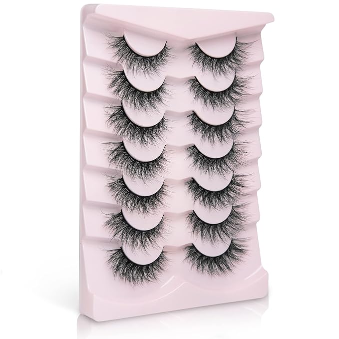 Fake Lashes Natural Wispy Lashes Airy Volume Faux Mink Lashes Fluffy Long False Eye Lashes Sets Pack 18MM Reusable Eyelashes A05-FemmiqueWomen