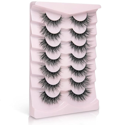Fake Lashes Natural Wispy Lashes Airy Volume Faux Mink Lashes Fluffy Long False Eye Lashes Sets Pack 18MM Reusable Eyelashes A05-FemmiqueWomen