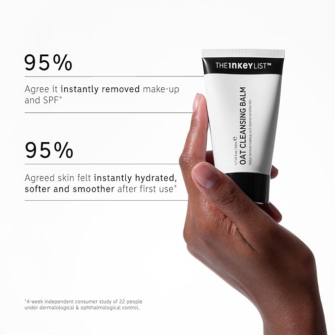 The INKEY List Mini Oat Cleansing Balm, Rich Balm Removes Makeup and Impurities, Reduces Redness, Travel Size, 1.69 Fl Oz each-FemmiqueWomen