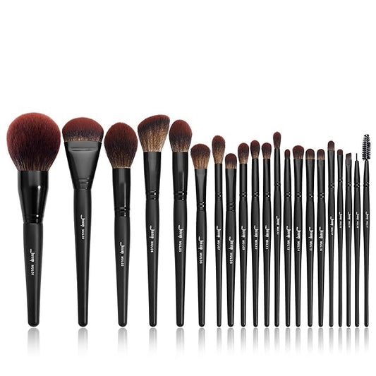 Jessup Makeup Brushes Set Premium Synthetic Powder Foundation Highlight Concealer Eyeshadow Blending Eyebrow Liner Spoolie Brush Set Black 21pcs T271-FemmiqueWomen