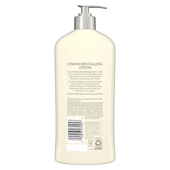 Suave Skin Solutions Body Lotion Revitalizing with Vitamin E, 18 Fl Oz (Pack of 6)-FemmiqueWomen