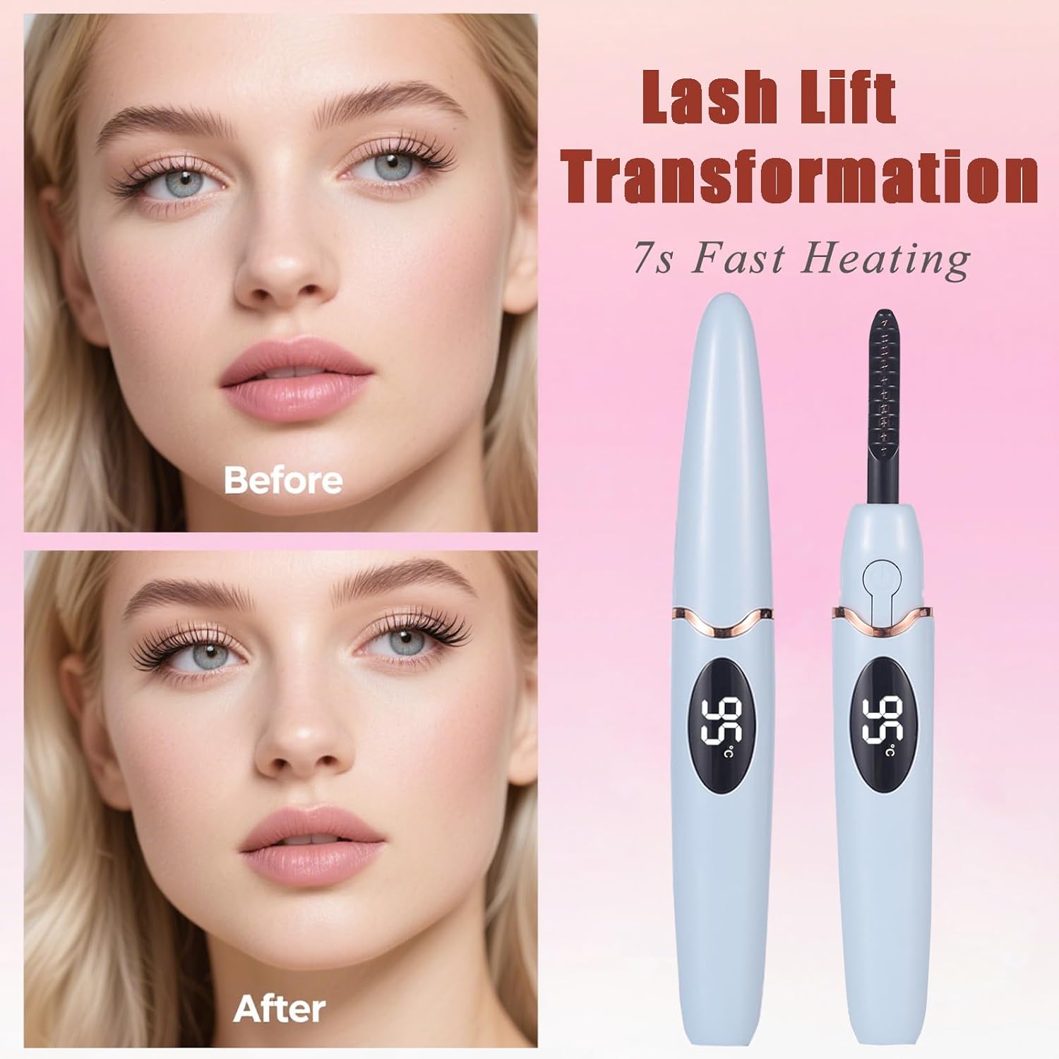 Heated Eyelash Curlers Electric Eyelash Curler with LED Display, 4 Temperature Modes Anti-Burn USB Rechargeable Natural Curling 24H Long Lasting for Women Makeup Tools Gifts-FemmiqueWomen