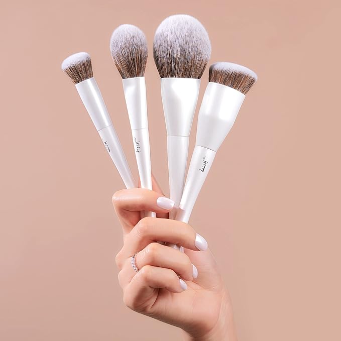 Jessup Make up Brushes 4pcs Face Makeup Brushes Set for Foundation Concealer Blush Contour Powder Highlighter, Pearl White T344-FemmiqueWomen