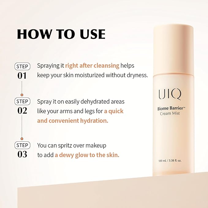UIQ Biome Barrier Cream Mist - Facial Barrier Mist for Hydration & Skin Barrier Repair, Microbiome-Based Korean Skin Care, 3.38 fl oz-FemmiqueWomen